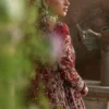 Close profile bride in red net lehenga — gold Zardozi bodice, embroidered net dupatta, Hammad Bespoke Official Atelier