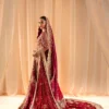 Royal red bridal lehenga Pakistani with full Zardozi train and matching embellished dupatta — Hammad Bespoke Official