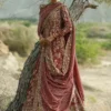 maroon bridal lehenga full length brocade skirt Zardozi Resham bouquets cutwork hem Hammad Bespoke Official