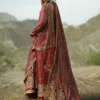 maroon bridal lehenga back view cotton net peshwas full sleeve botanical jaal Hammad Bespoke Official