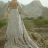 silver lehenga open back peshwas cutwork hem brocade lehenga walima gown Hammad Bespoke Official