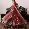 Zarin Mahal – Carmine red raw silk pishwash bridal lehenga for barat USA by Hammad Bespoke Official | Bespoke Barat Bridal