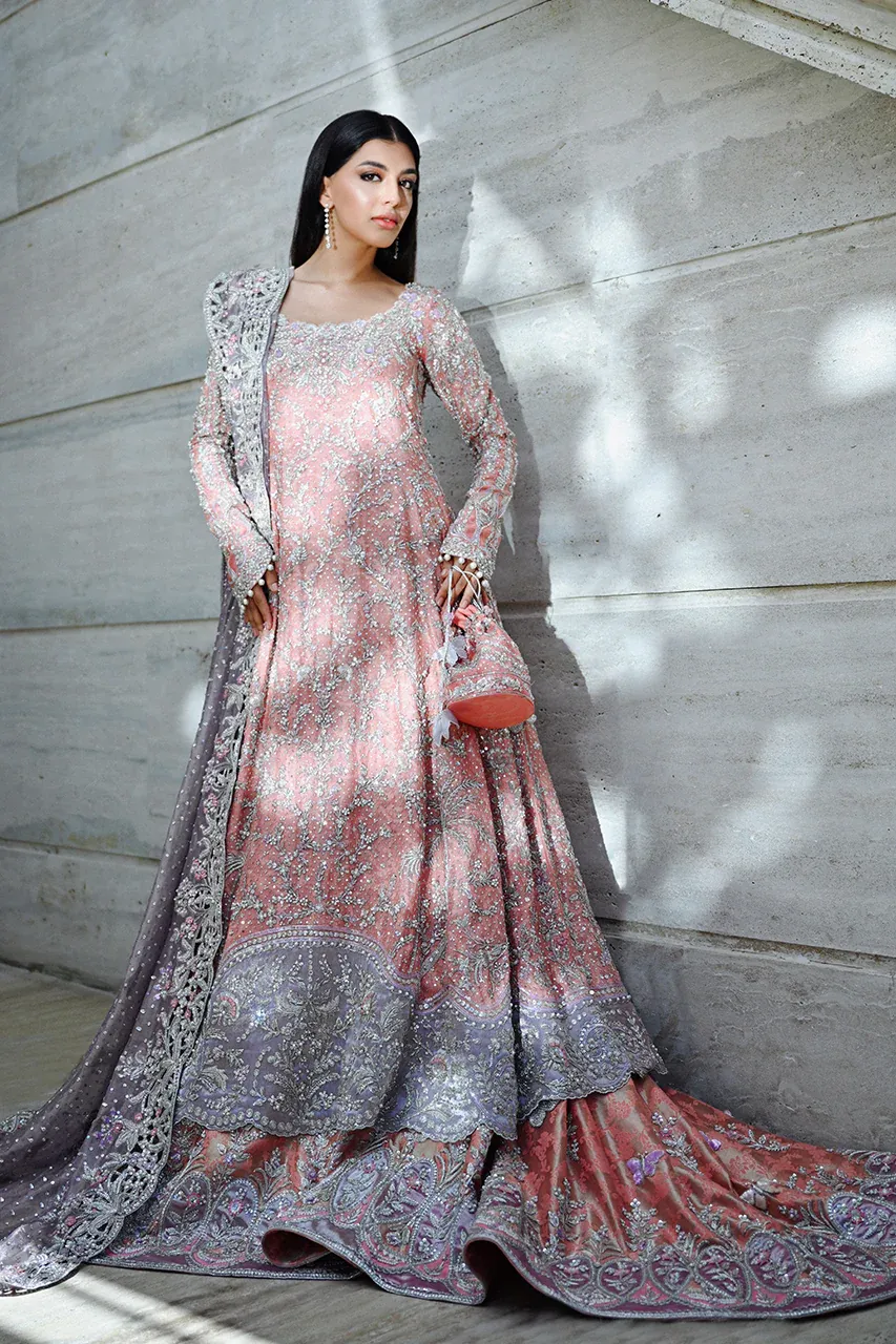 walima outfit rose quartz cotton net peshwas zardozi resham gota brocade lehenga Hammad Bespoke Official