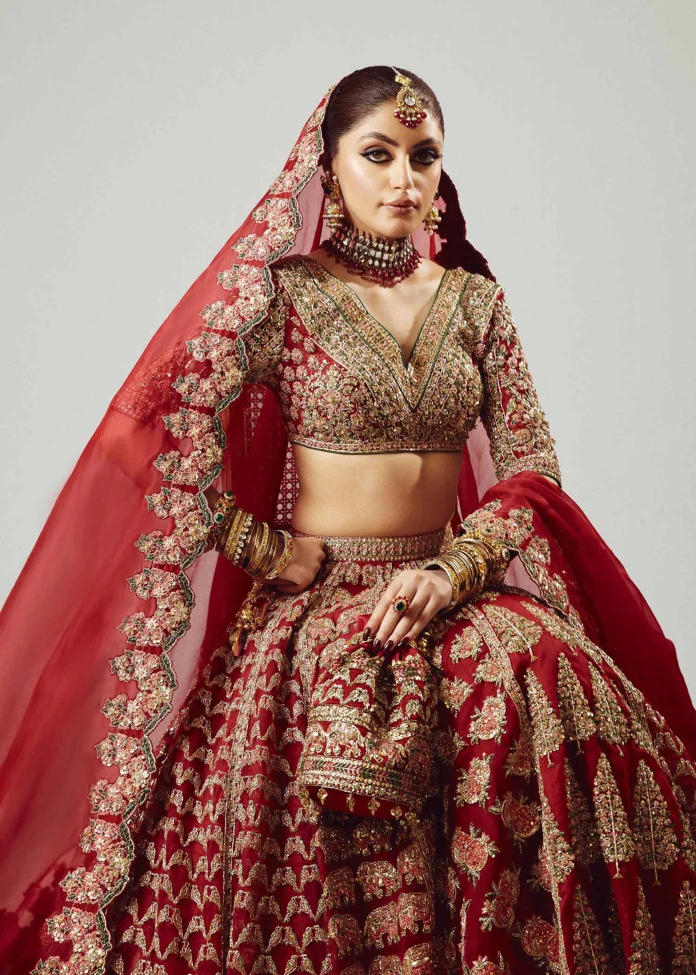 Shahi Zafar – complete bridal silhouette with scalp cut organza dupatta | HBO Atelier Multan