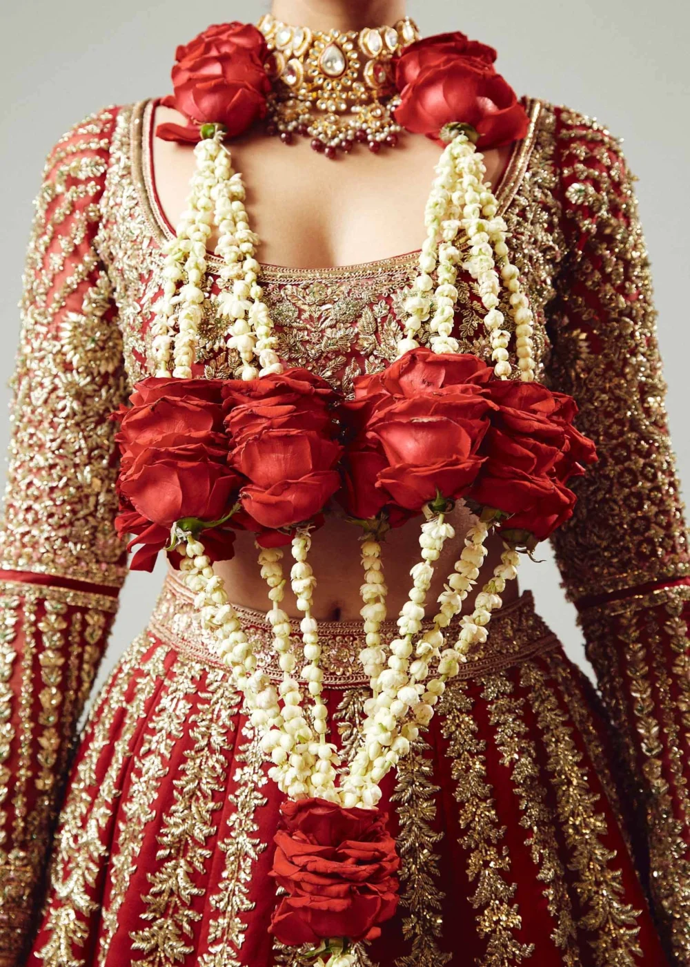 Fasanay Shahi – full bridal silhouette in red satin silk lehenga 48 inches | barat dress for bride USA