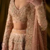 blush peach pink lehenga bridal Zardozi Dabka embroidery close detail Hammad Bespoke Official