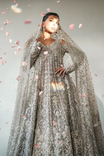 grey-lehenga-open-back-tulle-peshwas-cathedral-train-walima-bride-hammad-bespoke-official.webp grey lehenga for bride silver tulle Zardozi Resham walima gown Hammad Bespoke Official