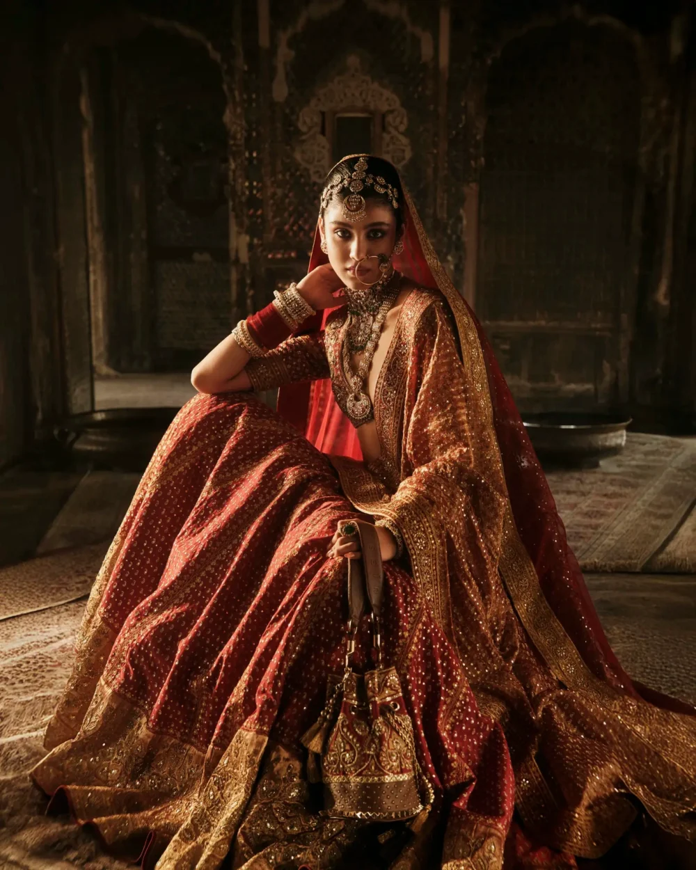 Zarin Rosha – full jaal zardozi embroidered choli with deep V neckline | bespoke barat bridal choli HBO