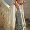 halter neck bridal dress platinum tissue dupatta walima dress for bride backless Hammad Bespoke Official