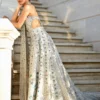 halter neck bridal dress open back tulle dupatta zardozi border walima atelier Hammad Bespoke Official
