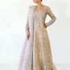 lehenga for marriage reception champagne tissue brocade A-line silhouette walima bridal Hammad Bespoke