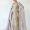 lehenga for marriage reception slim-fit tissue shirt brocade skirt lilac organza dupatta bridal reception