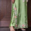 pakistani party wear suit mint green flared pants resham embroidered hem scalloped border Master Artisan Hammad Bespoke Official