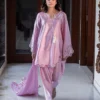 silk kurta for women baby pink scalloped hem embroidered cuffs raw silk three-piece Hammad Bespoke Official