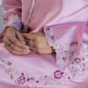 silk kurta for women resham crystal bead floral cuff embroidery detail Master Artisan Hammad Bespoke Official