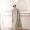 mint green embroidered suit three quarter view lamé shirt formal Pakistani Multan Master Artisan