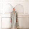 mint green formal suit HBO Multan atelier lamé shirt with embroidered dupatta side profile