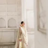 ivory net organza mukaish suit Pakistani formal wear three-piece Hammad Bespoke Official Multan