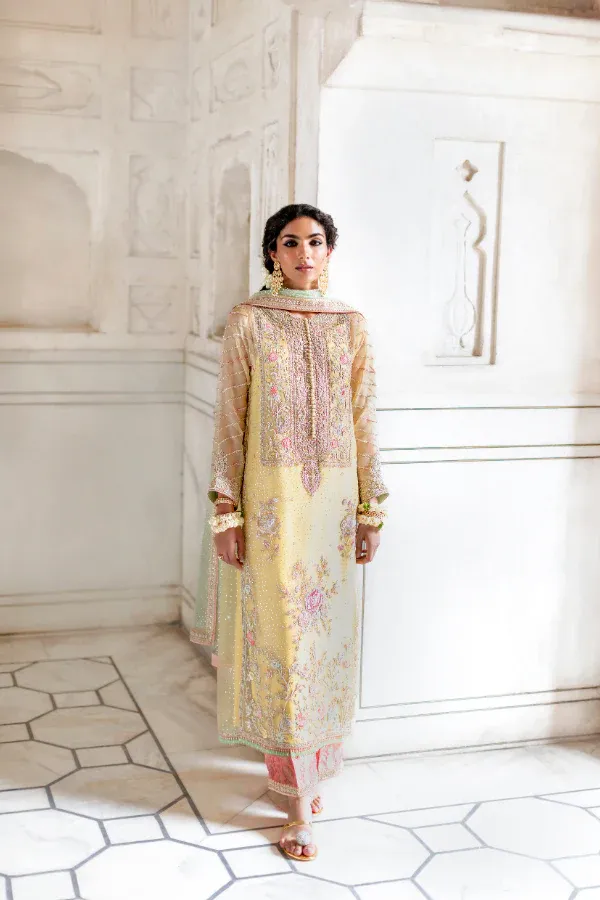 heavy embroidered chiffon suit full length butter yellow sage formal wear Hammad Bespoke Official.webp heavy embroidered chiffon suit full length butter yellow sage formal wear Hammad Bespoke Official