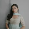 blue anarkali dress hand-embroidered chiffon Resham Zardozi Multan atelier Hammad Bespoke Official