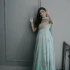 powder blue chiffon anarkali dress floor-length formal Hammad Bespoke Official Multan