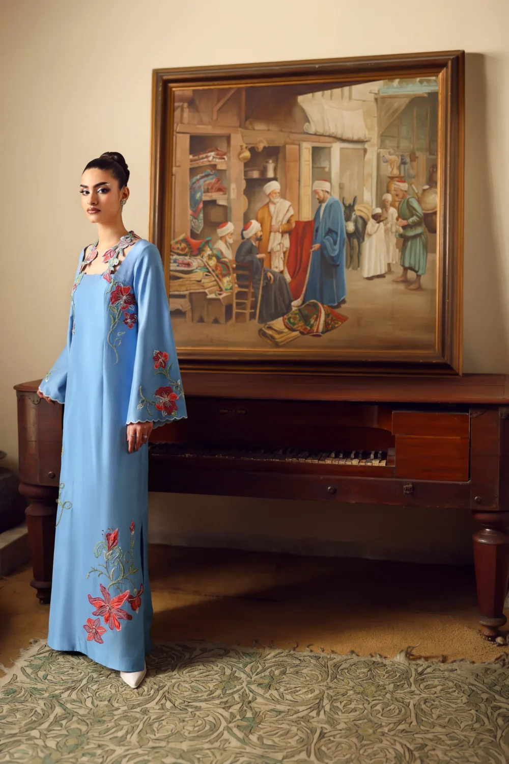 hand-embroidered-kurta-cornflower-blue-resham-floral-maxi-full-length-hammad-bespoke-official.webp hand embroidered kurta cornflower blue resham floral maxi full length Hammad Bespoke Official