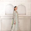 mint green embroidered lamé kurta with Resham floral branch panel and Mukaish net dupatta
