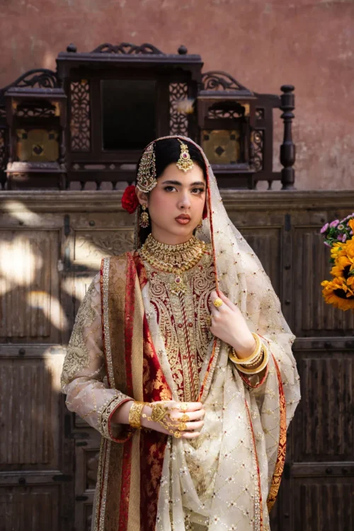 jamawar suit ivory kamdani jaal dupatta bridal barat zardozi Multan Hammad Bespoke Official