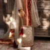 jamawar suit crimson jamavar brocade azaar kamdani dupatta red tassels Hammad Bespoke Official