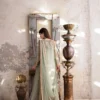 green net suit back yoke Zardozi geometric floral lattice Dabka Resham Multan Master Artisan