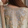 green net suit formal bridal guest pistachio lamé Multan atelier hand-embroidered