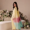 yellow salwar suit ombre tie-dye dupatta yellow pink mint silk balloon sleeves Hammad Bespoke Official