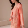 sharara dress side view inner crop top pearl neckline trim peach sheesha silk Hammad Bespoke Official