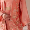 sharara dress floral resham embroidery close-up seed pearl sequin peach silk Hammad Bespoke Official