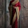 red-wedding-saree-detail-antique-gold-zardozi-scalloped-border-resham-floral-butti-hammad-bespoke-official.webp red wedding saree detail antique gold Zardozi scalloped border Resham floral butti Hammad Bespoke Official