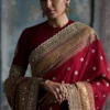 red-wedding-saree-hammad-bespoke-official-crimson-georgette-antique-gold-zardozi-border-master-artisan-multan.webp red wedding saree Hammad Bespoke Official crimson georgette antique gold Zardozi border Master Artisan Multan
