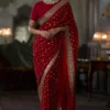red-embroidered-georgette-saree-gold-border-scalloped-kaamdani-bootis-custom-blouse-hammad-bespoke-official.webp red embroidered georgette saree gold border scalloped kaamdani bootis custom blouse Hammad Bespoke Official