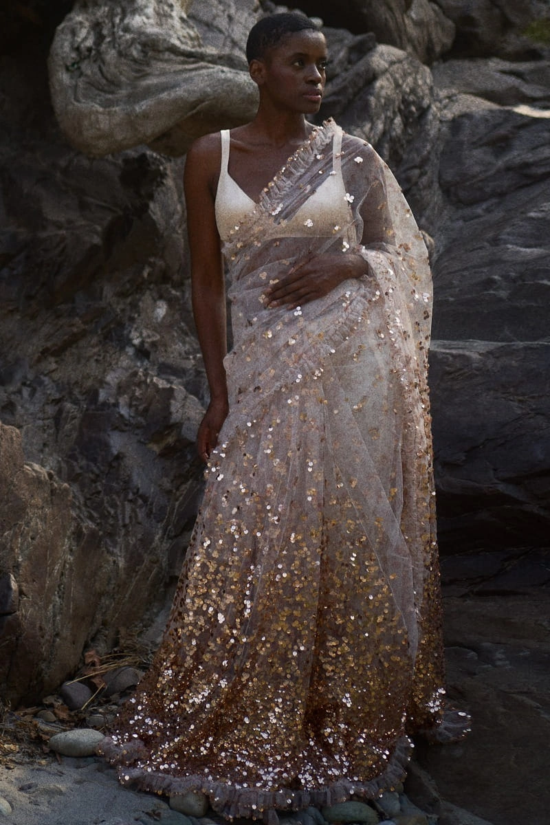 download (23) Rose Gold Organza Saree Set