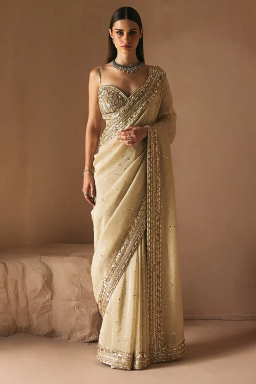 golden-saree-ivory-tissue-six-yards-sequin-scatter-bridal-drape-hammad-bespoke-official.webp golden saree ivory tissue six yards sequin scatter bridal drape Hammad Bespoke Official