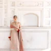 tissue silk suit hand-embroidered polychrome Resham formal wear Hammad Bespoke Official bespoke fit