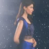 black and blue crystal beaded blouse detail on velvet saree Hammad Bespoke Official (83c)