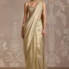 champagne gold tissue saree pallu drape pre stitched saree Hammad Bespoke Official atelier (90c)