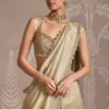 pre stitched saree gold tissue striped Multan atelier hand-set crystal embroidered blouse Hammad Bespoke Official (113c)