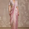 blush tissue cocktail saree full look embroidered blouse Hammad Bespoke Official