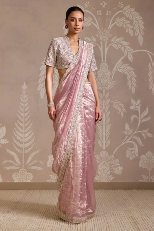 blush tissue cocktail saree full look embroidered blouse Hammad Bespoke Official.webp blush tissue cocktail saree full look embroidered blouse Hammad Bespoke Official