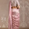 embroidered blouse back blush tissue cocktail saree Hammad Bespoke Official Multan atelier